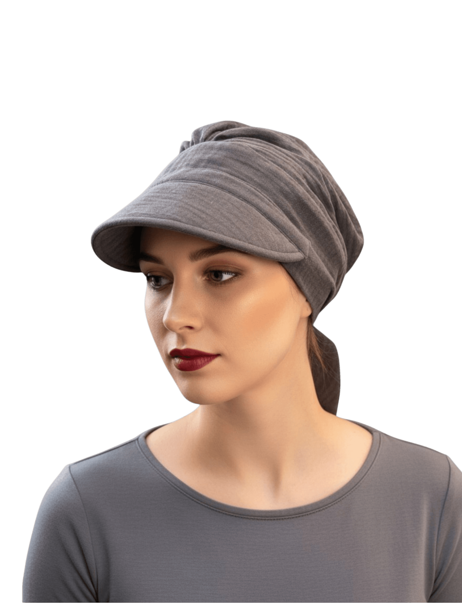 Tess z daszkiem brązowy muślin